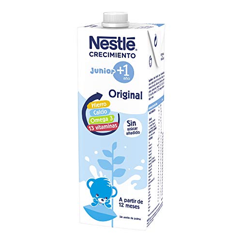 Nestlé Junior 1+ Original - Leche para niños a partir de 1 año - 6x1L, sin azúcar añadido ni aceite de palma