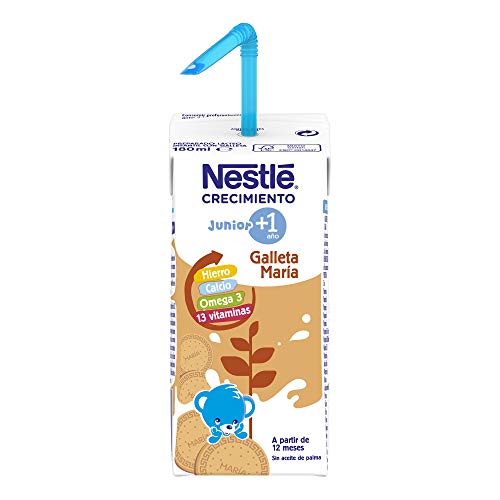 Nestlé Junior Junior Crecimiento 1 + Galleta María A Partir De 1 Año 4530 g - Pack de 24 bricks de 180 ml