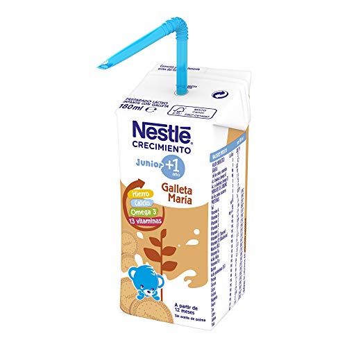 Nestlé Junior Junior Crecimiento 1 + Galleta María A Partir De 1 Año 4530 g - Pack de 24 bricks de 180 ml