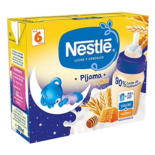 Nestlé Leche y Cereales con Miel Pijama - Paquete de 6x2 unidades de 250ml