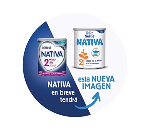 Nestlé NATIVA 2- Leche de continuación en polvo- Fórmula para bebés- A partir de los 6 meses - pack de 3 latas x800 gr - Total: 2400 gr