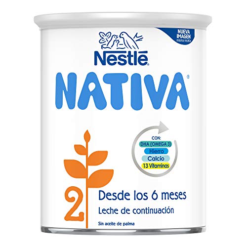 Nestlé NATIVA 2- Leche de continuación en polvo- Fórmula para bebés- A partir de los 6 meses - pack de 3 latas x800 gr - Total: 2400 gr