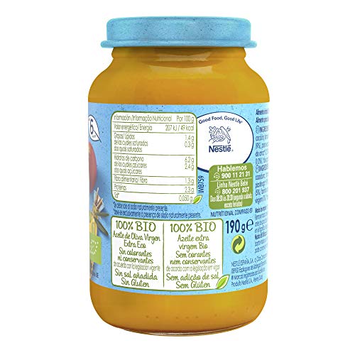 Nestlé Naturnes Bio Puré Zanahoria, Tomate Y Pavo Tarrito Para Bebés Desde 6 Meses - Pack de 12 tarritos 190g