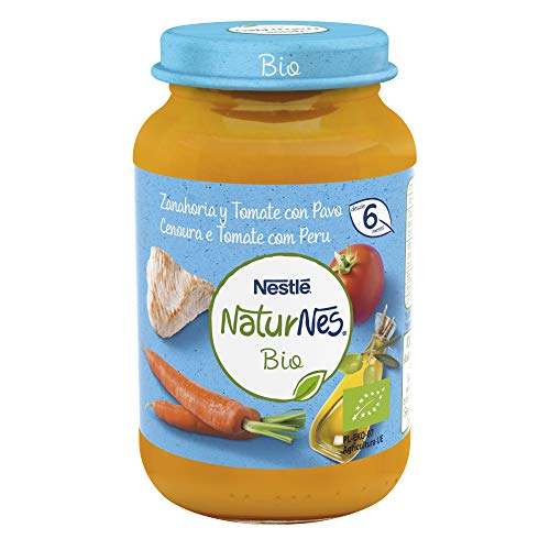 Nestlé Naturnes Bio Puré Zanahoria, Tomate Y Pavo Tarrito Para Bebés Desde 6 Meses - Pack de 12 tarritos 190g