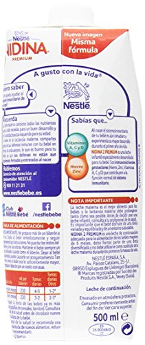 Nestlé Nidina - 2 Leche de continuación - 500 ml - [Pack de 3]