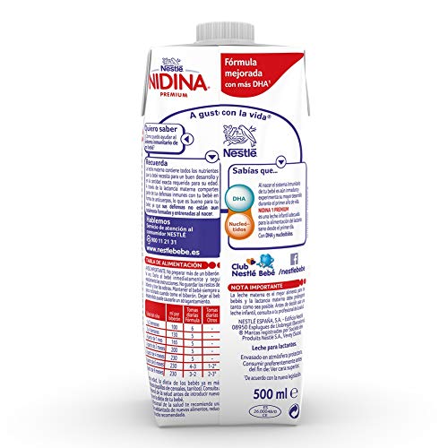 Nestlé Nidina Premium Leche para Lactantes - 500 ml