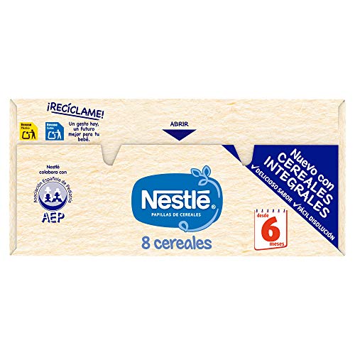 Nestlé Papilla 8 cereales - Alimento Para bebés - Paquete de 6x600 g - Total: 3.6kg