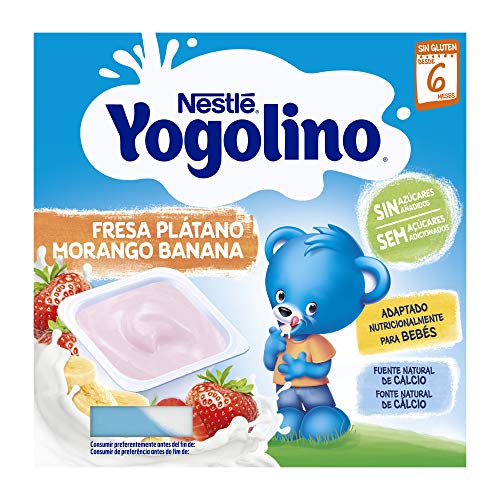 Nestlé Yogolino Fresa Plátano Sin Azúcar Añadido, A Partir De Los 8 Meses  - Pack 6 tarrinas  4x100g