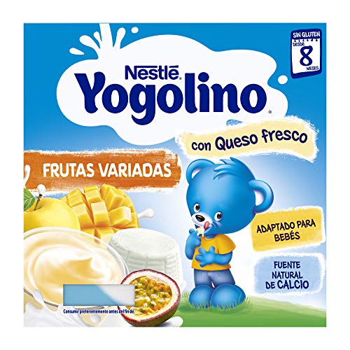 Nestlé Yogolino Postre lácteo Frutas variadas con queso - Para bebés a partir de 8 meses - pack de 3x4 tarrinas de postre lácteo de 100g
