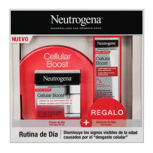 Neutrogena Cellular Boost Anti-edad, Pack Crema de Día SPF20 + Contorno de Ojos Anti-arrugas Rejuvenecedor