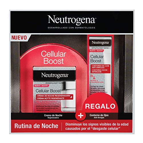 Neutrogena Cellular Boost Anti-edad, Pack Crema de Noche Regeneradora + Contorno de Ojos Anti-arrugas Rejuvenecedor