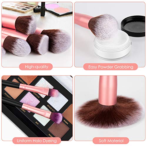 Newdora Set de Brochas de Maquillaje Profesional, 18 PCS Juegos de Pinceles de Maquillaje Profesional, para Cosmética Facial y Ocular, Fundación, Sombras de ojos, Polvo de Cejas, Suave.