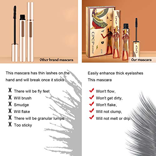 NICEMOVIC 4D Máscara Rímel de pestañas de fibra de seda, rímel impermeable de pestañas extra largas, rímel espesante y espesante natural grueso, maquillaje de ojos largo y encantador
