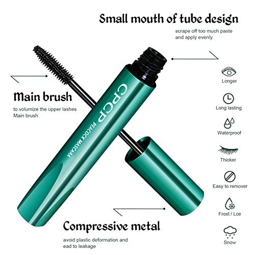 NICEMOVIC 4D Máscara Rímel de pestañas de fibra de seda, rímel impermeable de pestañas extra largas, rímel espesante y espesante natural grueso, maquillaje de ojos largo y encantador