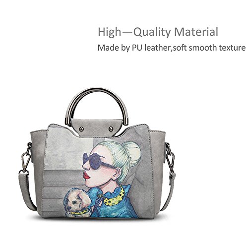 NICOLE&DORIS Elegante Tote Bolsos de Mano para Mujer Monederos Bolso Crossbody Mujer Bolso de Bandolera Bolsa PU Gris