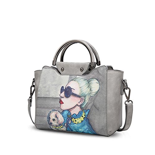 NICOLE&DORIS Elegante Tote Bolsos de Mano para Mujer Monederos Bolso Crossbody Mujer Bolso de Bandolera Bolsa PU Gris
