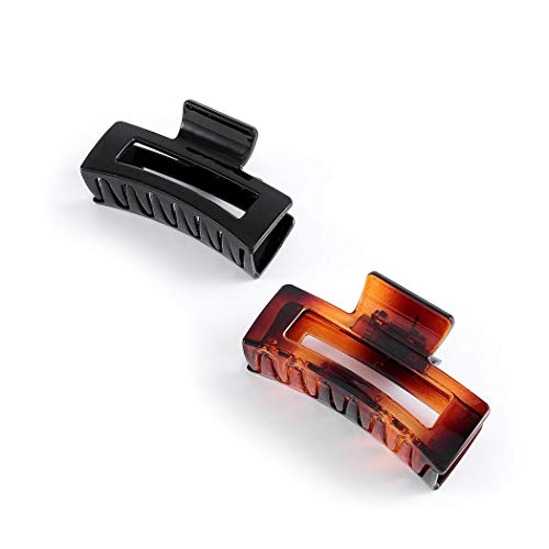 Nicute - Juego de pinzas para el pelo rectangulares de color negro y marrón (2 unidades)