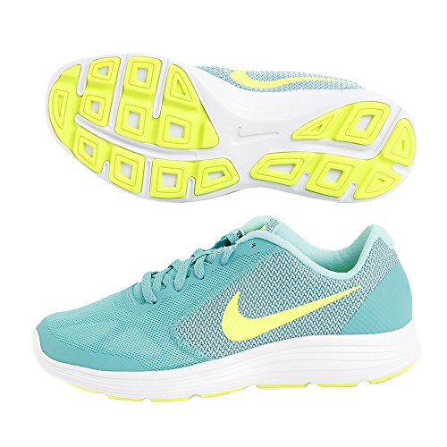 Nike Revolution 3 (GS), Zapatillas de Running para Niñas, Verde (Clear Jade/Volt-Hyper Turq-White), 36 1/2 EU