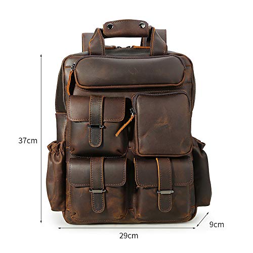 NINI Morral de Cuero, Multi-Bolsillo portátil Empresas Grandes Capacidad Viajar Mochila Casual