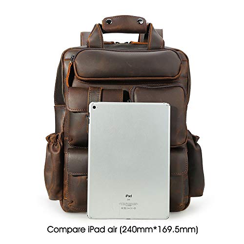 NINI Morral de Cuero, Multi-Bolsillo portátil Empresas Grandes Capacidad Viajar Mochila Casual