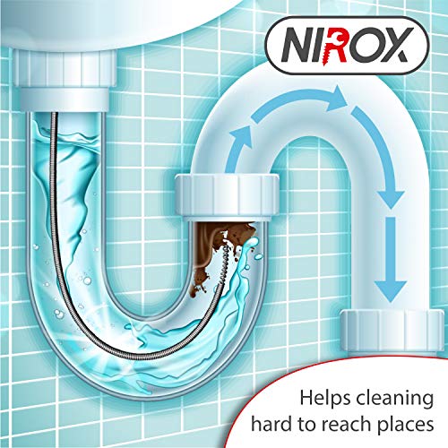 Nirox Desatascador de desagües 3m x 5mm - Desatascador espiral manual ideal para quitar el pelo de los desagües - Desatascador tuberias manivela con mango de madera giratorio