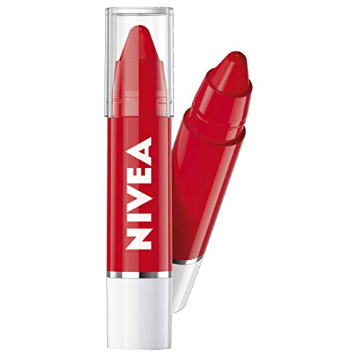 Nivea - Bálsamo labial Crayon Poppy Red (3 g). Color intenso para unos labios suaves y besables. Bálsamo labial con aceites naturales