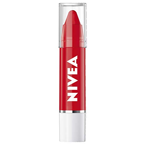 Nivea - Bálsamo labial Crayon Poppy Red (3 g). Color intenso para unos labios suaves y besables. Bálsamo labial con aceites naturales