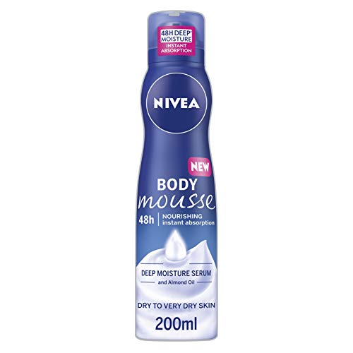 NIVEA Body Mousse Nutritivo (200 ml), Delicado y nutritivo Hidratante Corporal con Aceite de almendras, Hidratante Hidratante Hidrata Profundamente la Piel