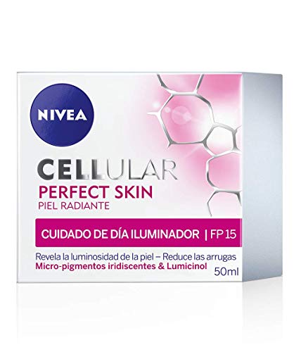 NIVEA Cellular Perfect Skin Cuidado de Día FP15 (1 x 50 ml), crema hidratante facial para dar luminosidad a la piel, crema de día iluminadora, crema antienvejecimiento