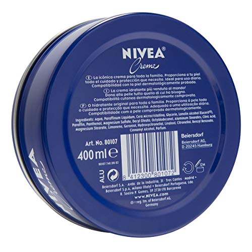 NIVEA Creme en pack de 4 (4 x 400 ml), crema hidratante de manos, cara y cuerpo para toda la familia, crema universal para una piel suave e hidratada, crema multiusos