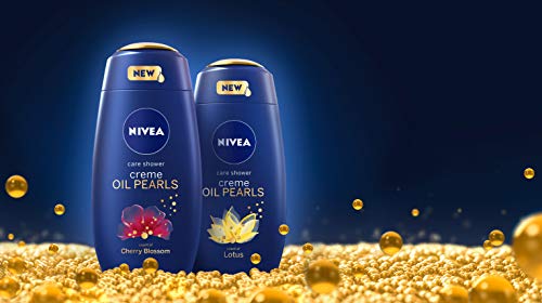 NIVEA Creme Oil Pearls Gel de Ducha Flor de Loto (1 x 500 ml), gel hidratante corporal con aceite de argán, gel para ducha para mimar tus sentidos
