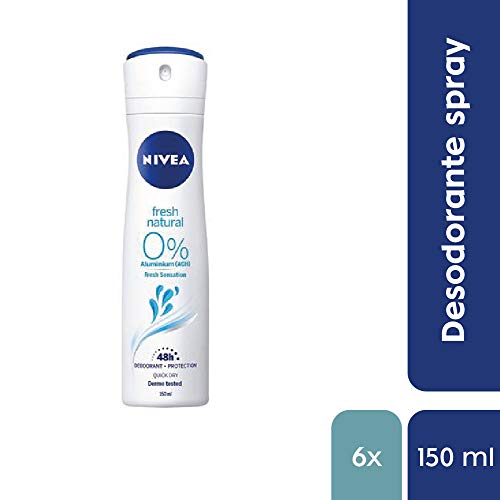 NIVEA Fresh Natural en pack de 6 (6 x 150 ml), desodorante de mujer con aroma fresco, desodorante spray sin aluminio para el cuidado femenino