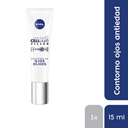NIVEA Hyaluron Cellular Filler Contorno de Ojos (1 x 15 ml), crema para el contorno de ojos, crema antiedad hidratante, crema reafirmante con ácido hialurónico