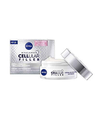 NIVEA Hyaluron Cellular Filler Cuidado de Día FP15 (1 x 50 ml), crema antiarrugas con ácido hialurónico, crema antiedad, crema reafirmante para la renovación celular