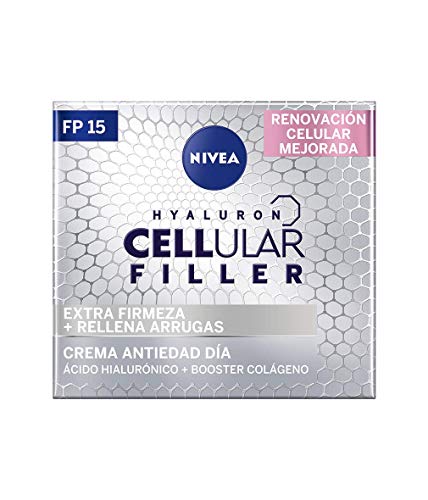 NIVEA Hyaluron Cellular Filler Cuidado de Día FP15 (1 x 50 ml), crema antiarrugas con ácido hialurónico, crema antiedad, crema reafirmante para la renovación celular