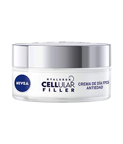 NIVEA Hyaluron Cellular Filler Cuidado de Día FP15 (1 x 50 ml), crema antiarrugas con ácido hialurónico, crema antiedad, crema reafirmante para la renovación celular