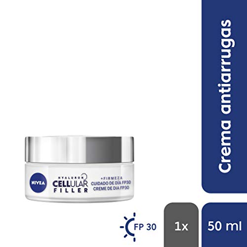 NIVEA Hyaluron Cellular Filler Cuidado de Día FP30 (1 x 50 ml), crema hidratante de día, crema antiarrugas con ácido hialurónico, crema antiedad