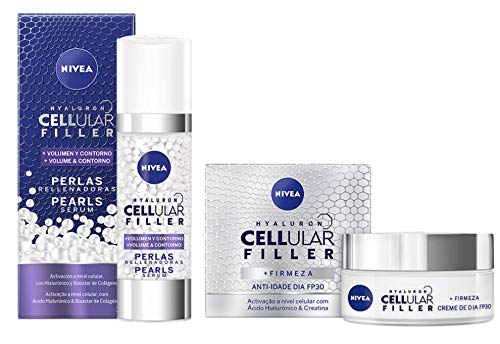 NIVEA Hyaluron Cellular Filler Cuidado de Día FP30 + Hyaluron Cellular Filler + Volumen y Contorno Serum Pearls