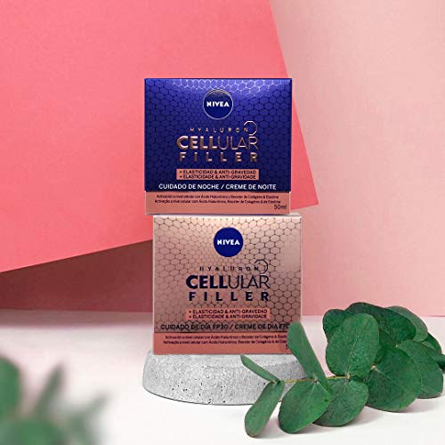 NIVEA Hyaluron Cellular Filler + Elasticidad & Antigravedad Cuidado de Noche (1 x 50 ml), crema facial de noche, crema antiarrugas con ácido hialurónico, crema antiedad