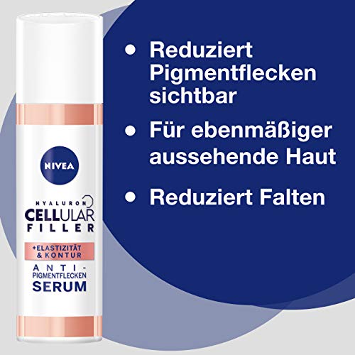 Nivea Hyaluron Cellular Filler + Elasticidad & contorno Anti-Pigmentflecken Serum en 1er Pack (1 x 30 ml), hocheffektive Gesichtsspflege reduce Pigmentflecken, Serum para el rostro