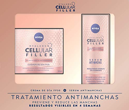 NIVEA Hyaluron Cellular Filler, pack tratamiento antimanchas con ácido hialurónico, caja de regalo con crema de día con FP30 (1 x 50 ml) y sérum facial (1 x 30 ml)