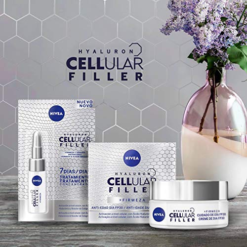 NIVEA Hyaluron Cellular Filler Tratamiento Concentrado 7 Días en pack de 8 (8 x 5 ml), tratamiento facial, ampollas hidratantes con ácido hialurónico, ampollas antiedad