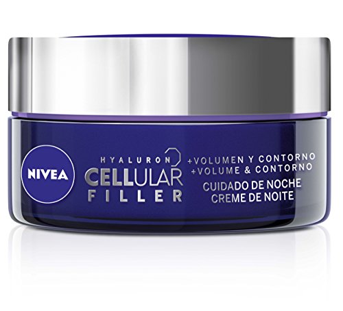 NIVEA Hyaluron Cellular Filler + Volumen y Contorno Cuidado de Noche (1 x 50 ml), crema de noche facial, crema de volumen, crema antiarrugas con ácido hialurónico