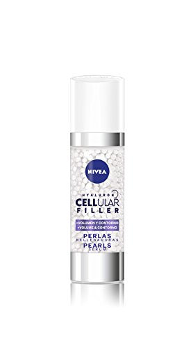 NIVEA Hyaluron Cellular Filler + Volumen y Contorno Serum Pearls (1 x 30 ml), sérum facial antiarrugas, sérum antiedad para mejorar el volumen, sérum de ácido hialurónico