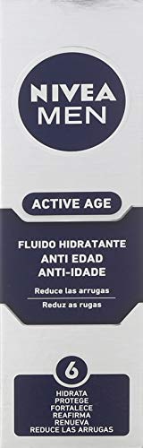 NIVEA MEN Active Age Fluido Hidratante Anti-edad (1 x 50 ml), cuidado facial de día para hombre, hidratante antiedad para reducir las arrugas de la piel madura