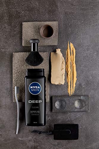 Nivea Men Deep Active Clean - Gel de ducha (250 ml), gel de ducha revitalizante con carbón activo, con pH hipoalergénico para cuerpo, cara y cabello
