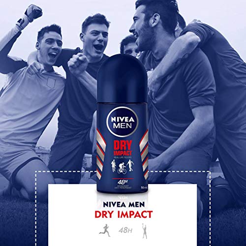 NIVEA MEN Dry Impact Roll-on en pack de 6 (6 x 50 ml), desodorante antitranspirante con protección 48 h, desodorante roll-on de cuidado masculino testado en la vida real