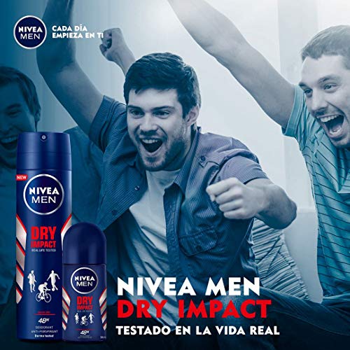 NIVEA MEN Dry Impact Roll-on en pack de 6 (6 x 50 ml), desodorante antitranspirante con protección 48 h, desodorante roll-on de cuidado masculino testado en la vida real
