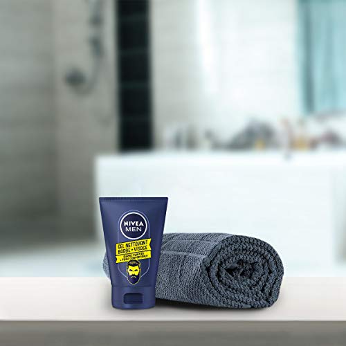 Nivea Men - Lote de 3 geles limpiadores para barba y rostro, 100 ml, cuidado de la barba suavizante con manzanilla, limpia la piel sin secar, kit de mantenimiento para barba corta y larga