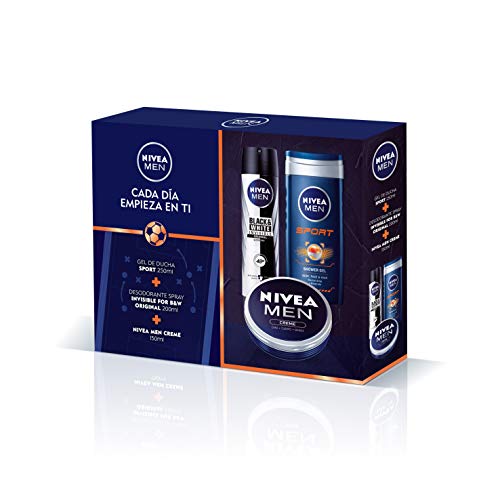 NIVEA MEN Pack Creme, set de regalo con crema hidratante NIVEA MEN Creme (1 x 150 ml), spray desodorante invisible (1 x 200 ml) y gel de hombre para ducha (1 x 250 ml)